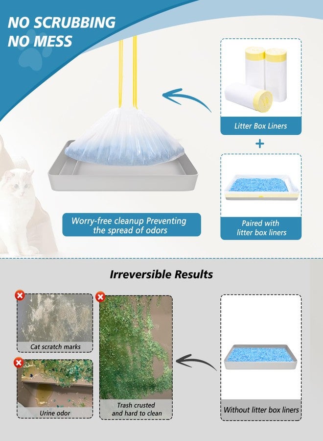 KONE 45 Count Litter Box Liners, Pet* Scoopfree Self-Cleaning Box Liners, Automatic Kitty Litter Bags, Thickened & Leak-Proof Drawstring Cat Litter Waste Bags, Disposable Refill Tray Rectangle Bags - Image 2